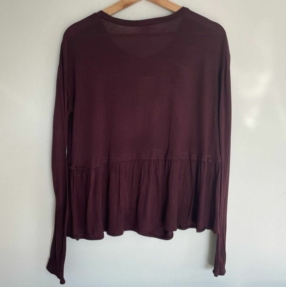 Wilfred Plum/Wine Peplum Ruffle Hem Long Sleeve - Picture 3 of 8